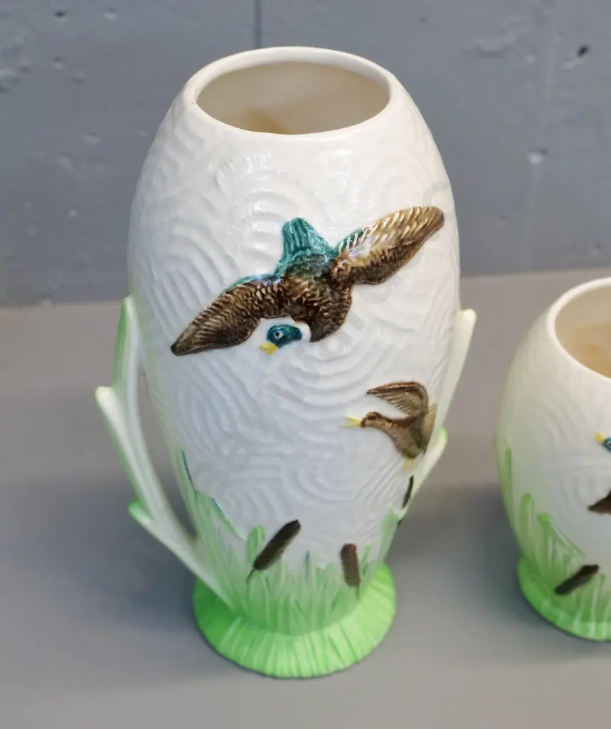 2 Sylvac wild duck pattern vases - No. 1867 H-240 and 1856? hard to make out Image 1++