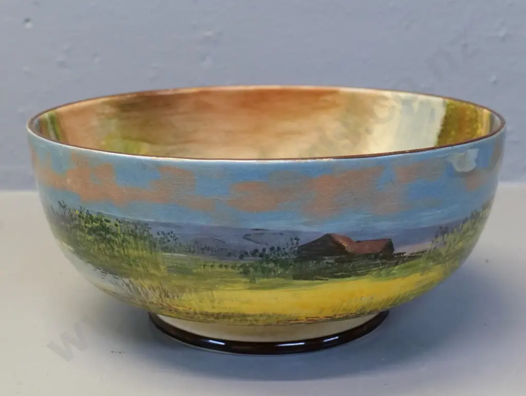 Royal Doulton rustic / village scene series fruit bowl - some crazing H-100 D-230 Image 1++