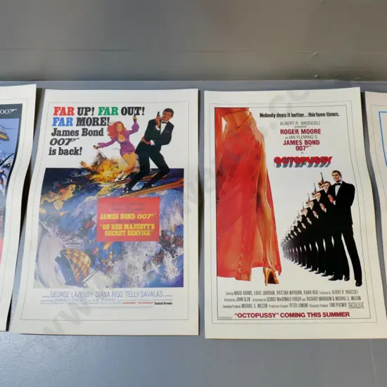 4 small reproduction poster prints - James Bond films - For your Eyes Only, You Only Live Twice, etc. - sheets H435 W290