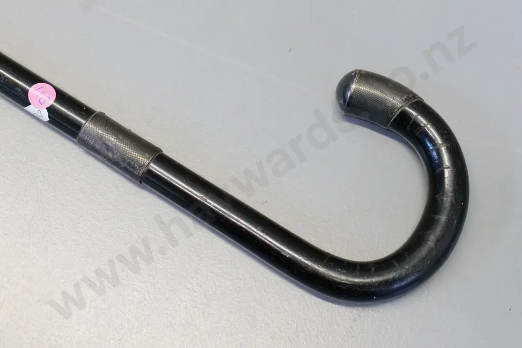 ebony walking stick with sterling silver band and cap, with 1925 Lodge Oceanic engraving L-900 Image 1++