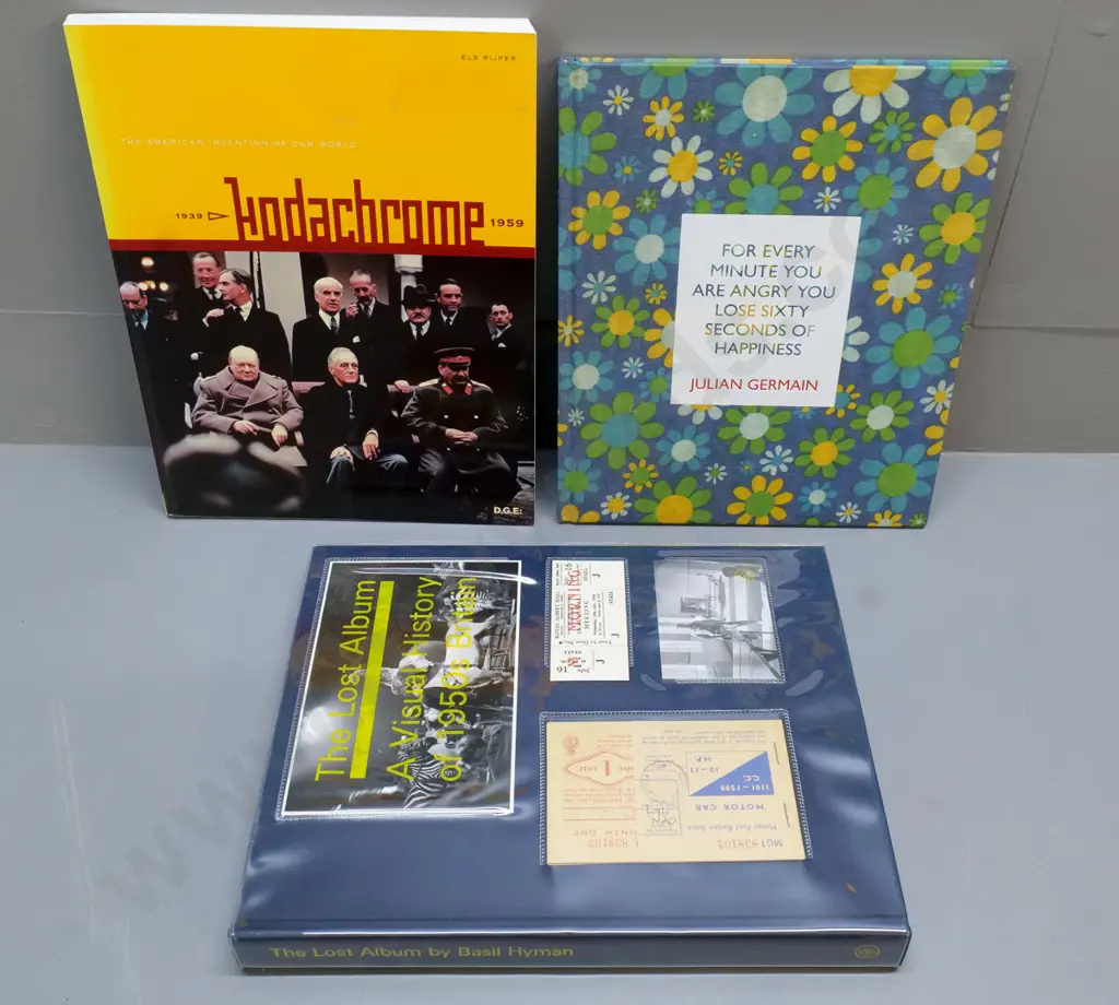 3 books - Julian Germain photo book, Kodachrome, and 'The Lost Album' 1950s Britain w/reproduction ephemera Image 1++