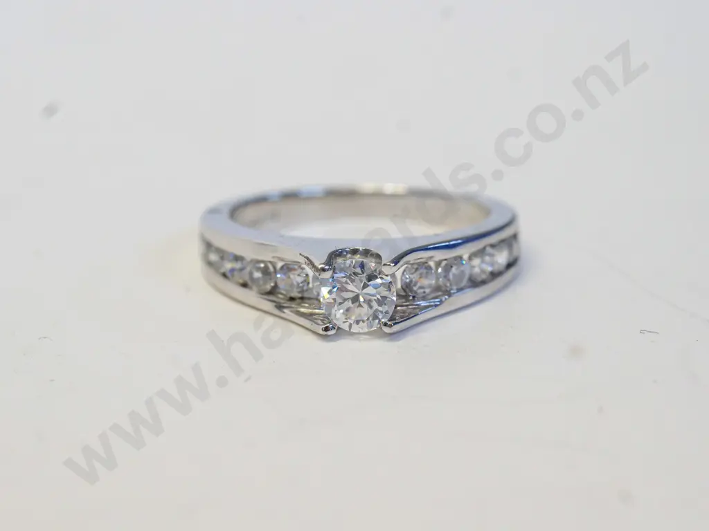 silver cz dress ring stamped 925 Image 1++