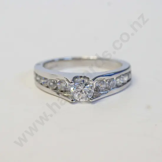 silver cz dress ring stamped 925