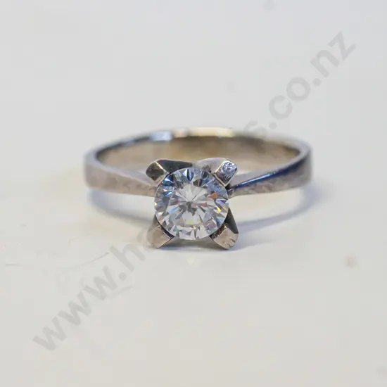 silver cz dress ring stamped 925