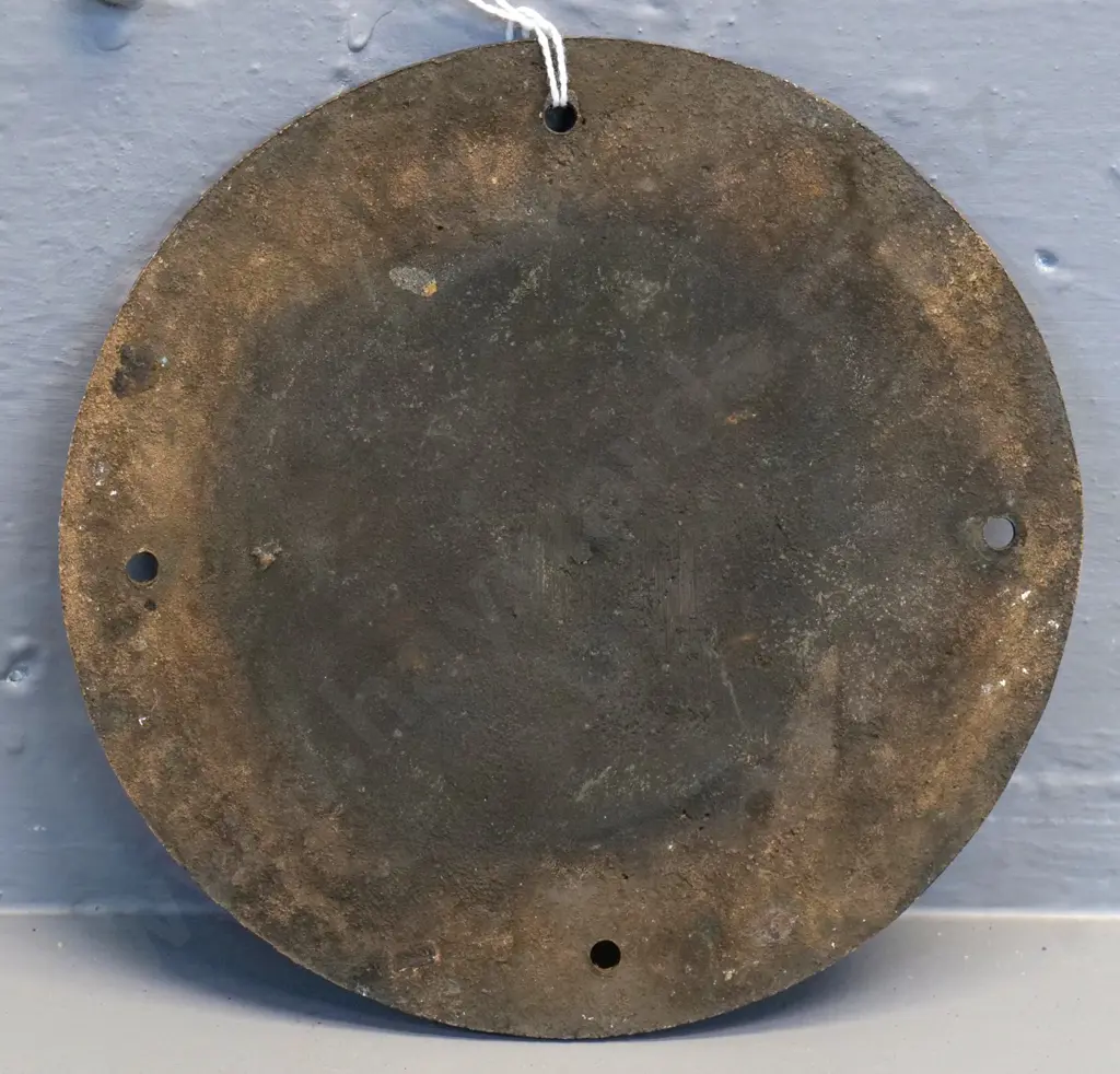 cast brass Railway Workshops NZR carriage king bolt cover plate - diameter 165 Image 1++
