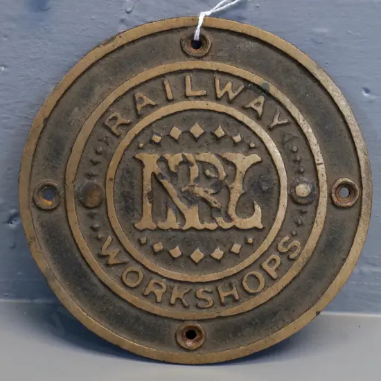 cast brass Railway Workshops NZR carriage king bolt cover plate - diameter 165