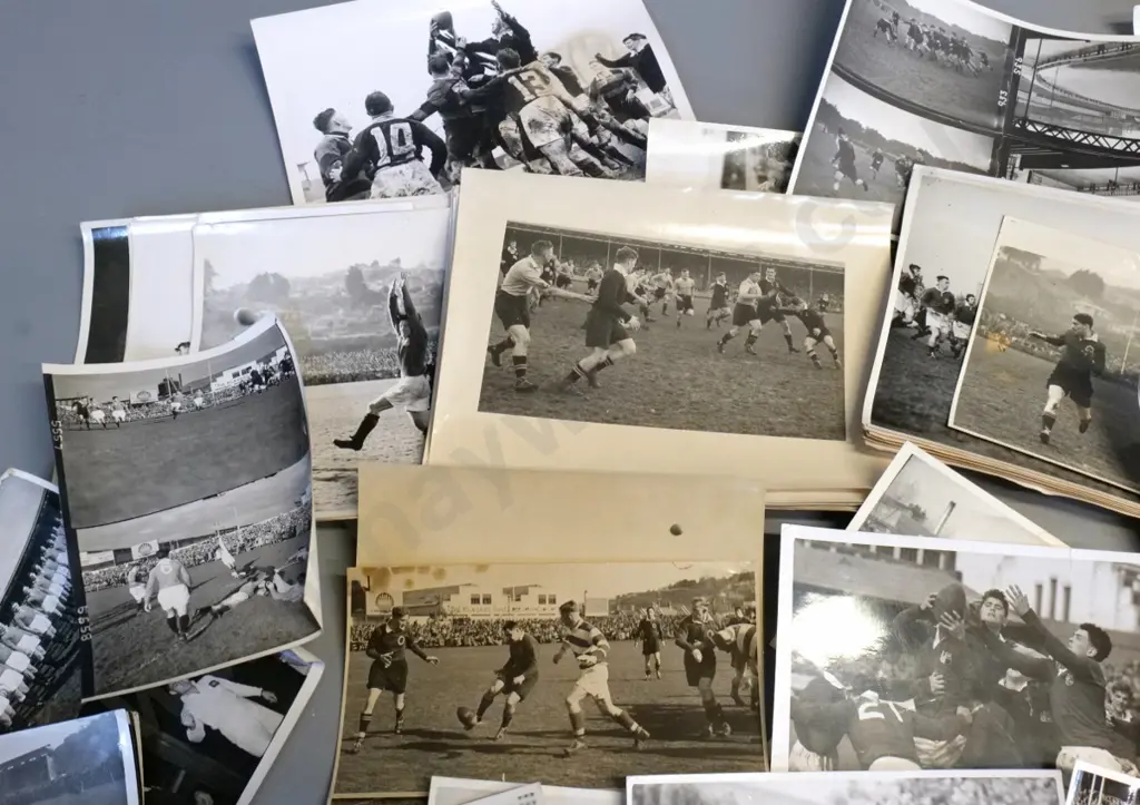 large number of rugby photographs - photographer(s) unknown, only a few have information on back, varying condition Image 1++