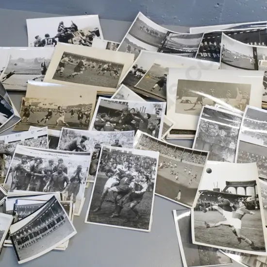 large number of rugby photographs - photographer(s) unknown, only a few have information on back, varying condition