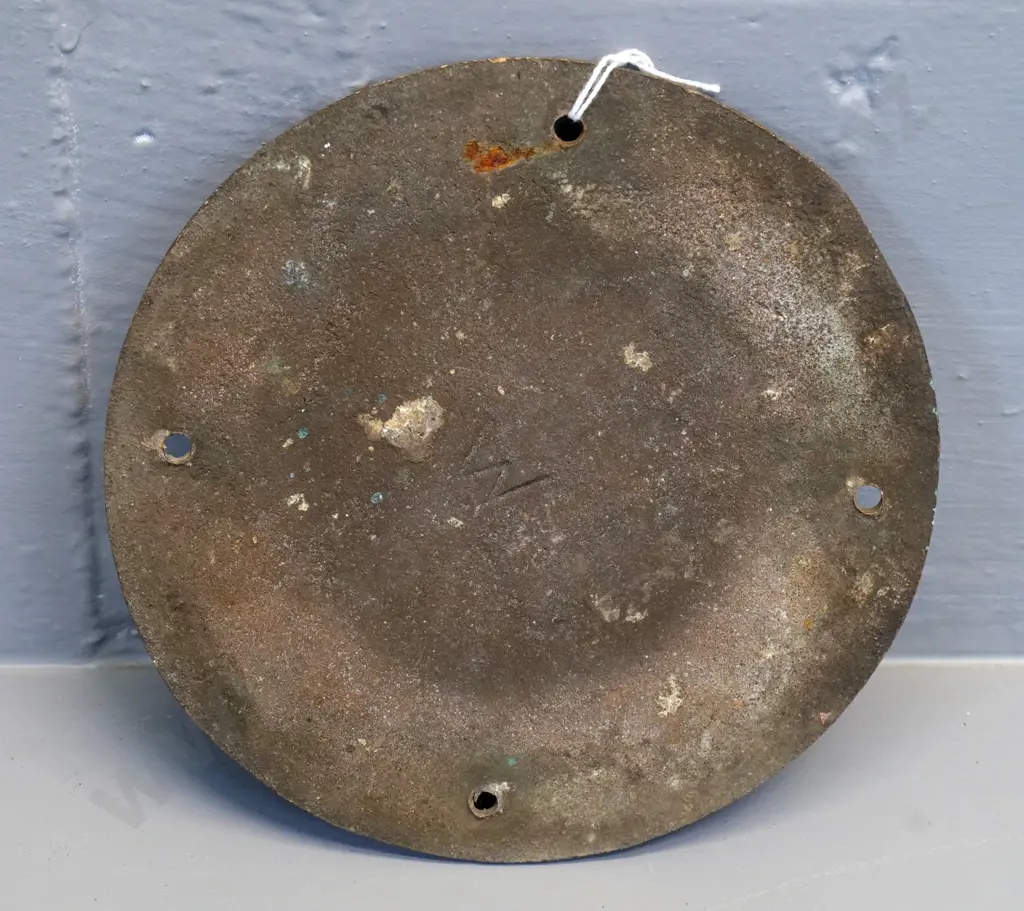 cast brass Railway Workshops NZR carriage king bolt cover plate - diameter 165 Image 1++