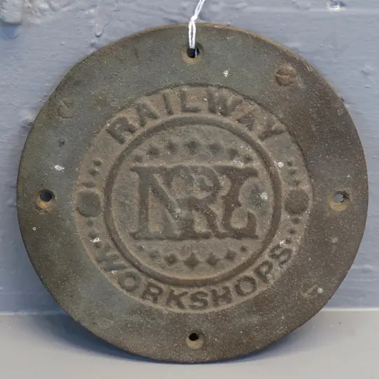 cast brass Railway Workshops NZR carriage king bolt cover plate - diameter 165
