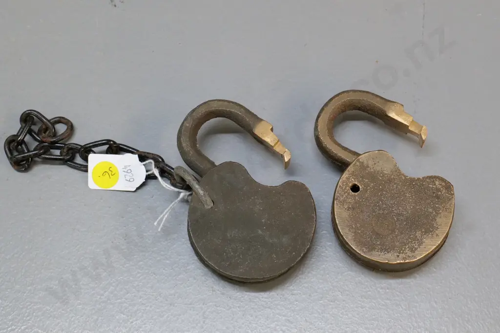 NZR points padlocks, no keys - note says unused, stamped 'AS' - H-90 W-60 Image 1++