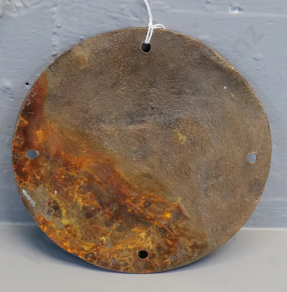 cast brass Railway Workshops NZR carriage king bolt cover plate - diameter 165 Image 1++