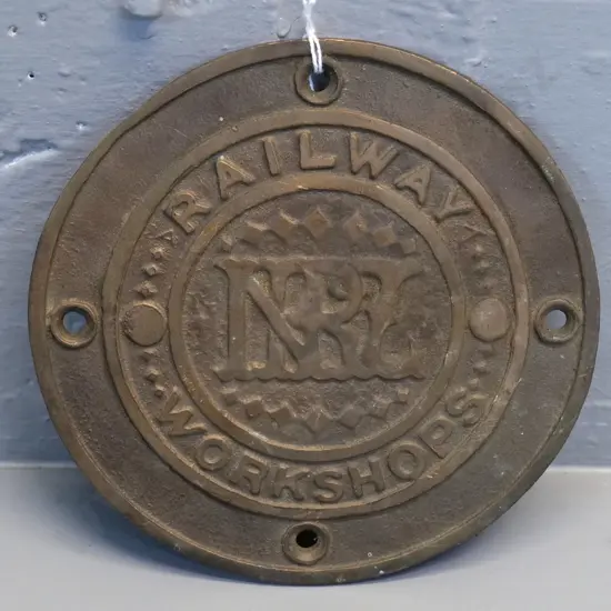 cast brass Railway Workshops NZR carriage king bolt cover plate - diameter 165