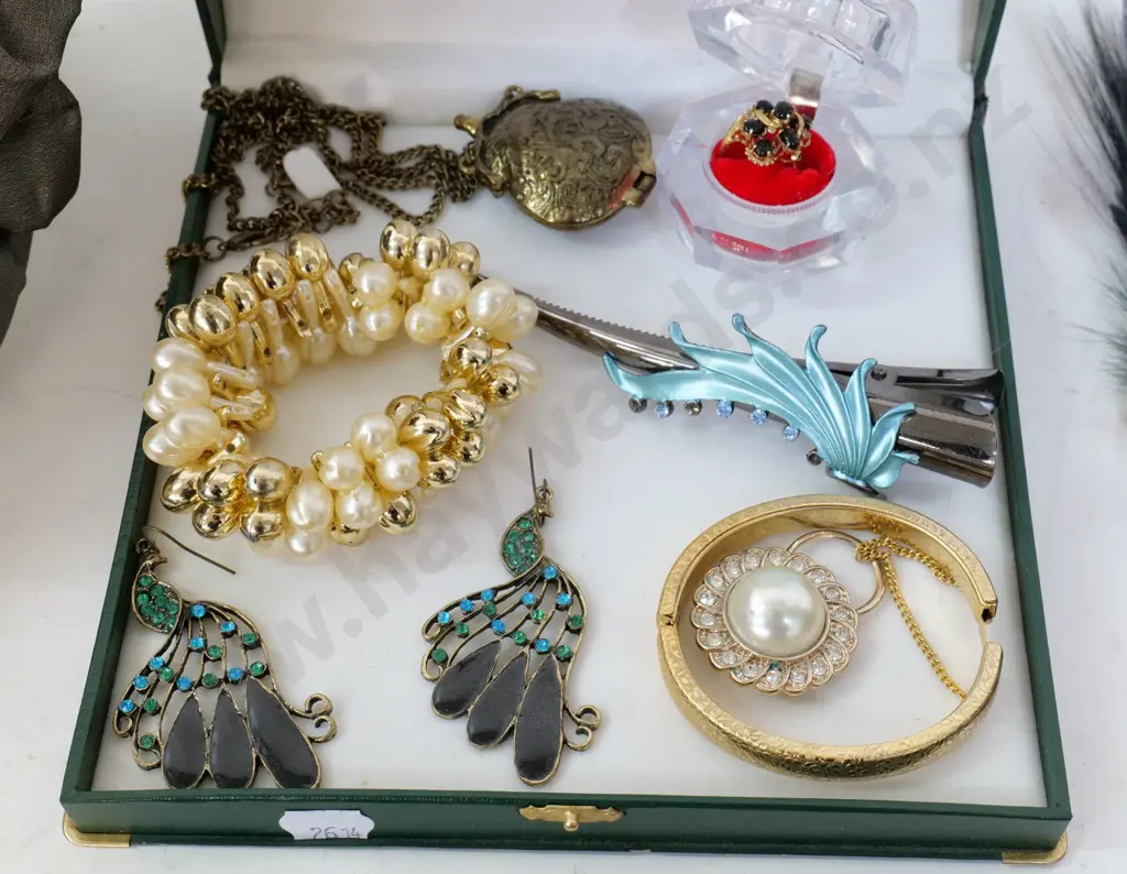 vintage costume items - assorted accessories - fascinator, costume brooches, belts, velvet purse, etc. Image 1++