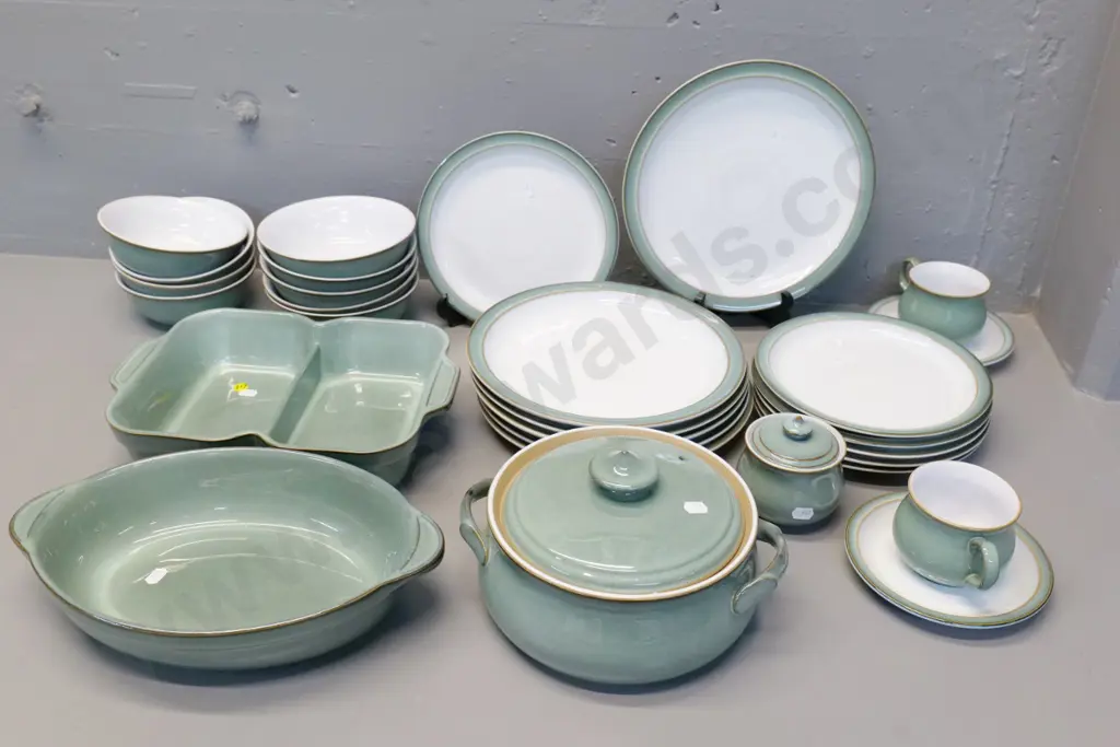 Denby Regency Green oven & dinnerware - 6 large & 6 small plates, casserole, 2 baking dishes, etc Image 1++