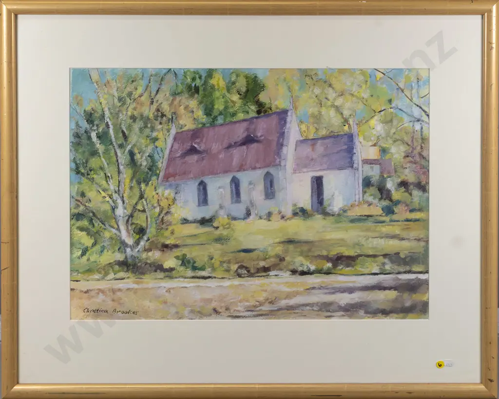Christina Brookes - framed pastel - church H-440 W-630 Image 1++