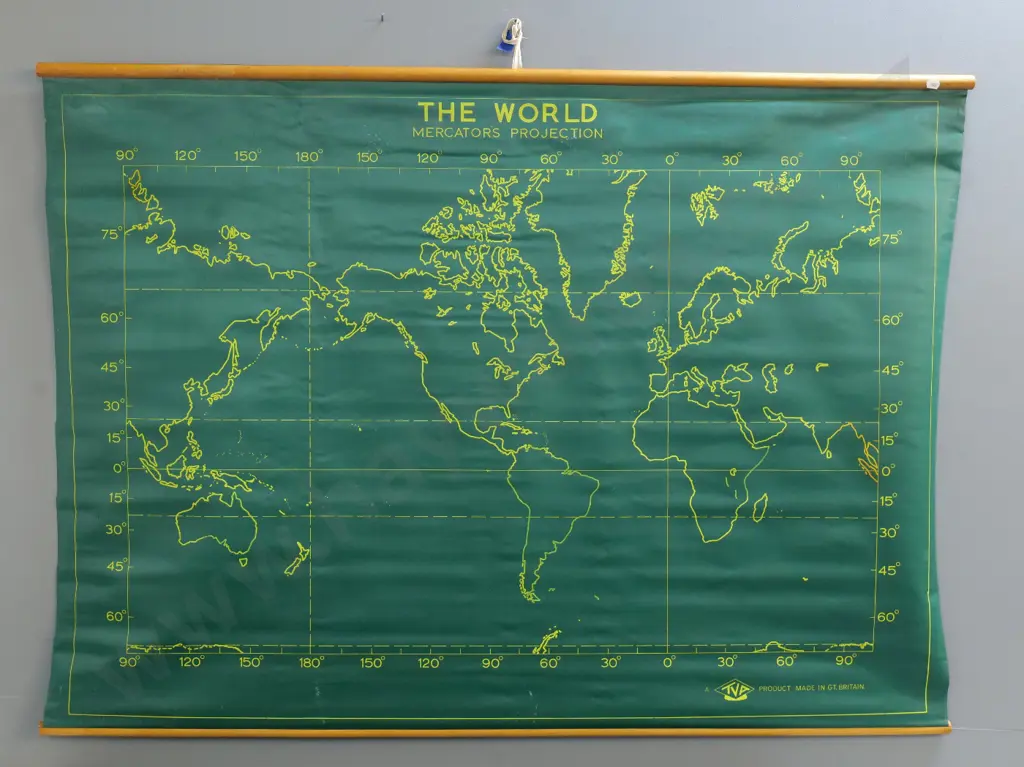 vinyl school wall map on wooden runners - Mediterranean Lands H-900 W-1220 Image 1++