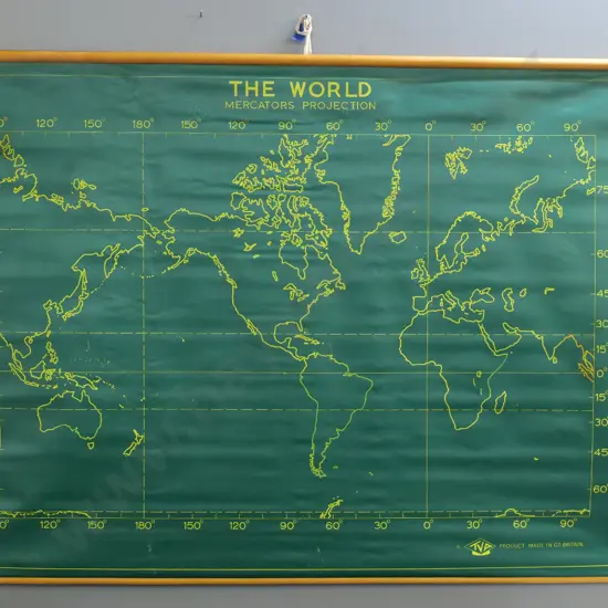 vinyl school wall map on wooden runners - Mediterranean Lands H-900 W-1220