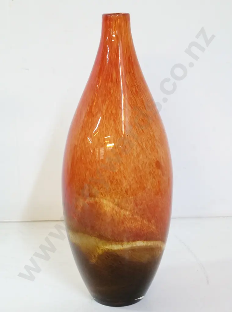 art glass vase - orange and brown splatter style H-430 Image 1++