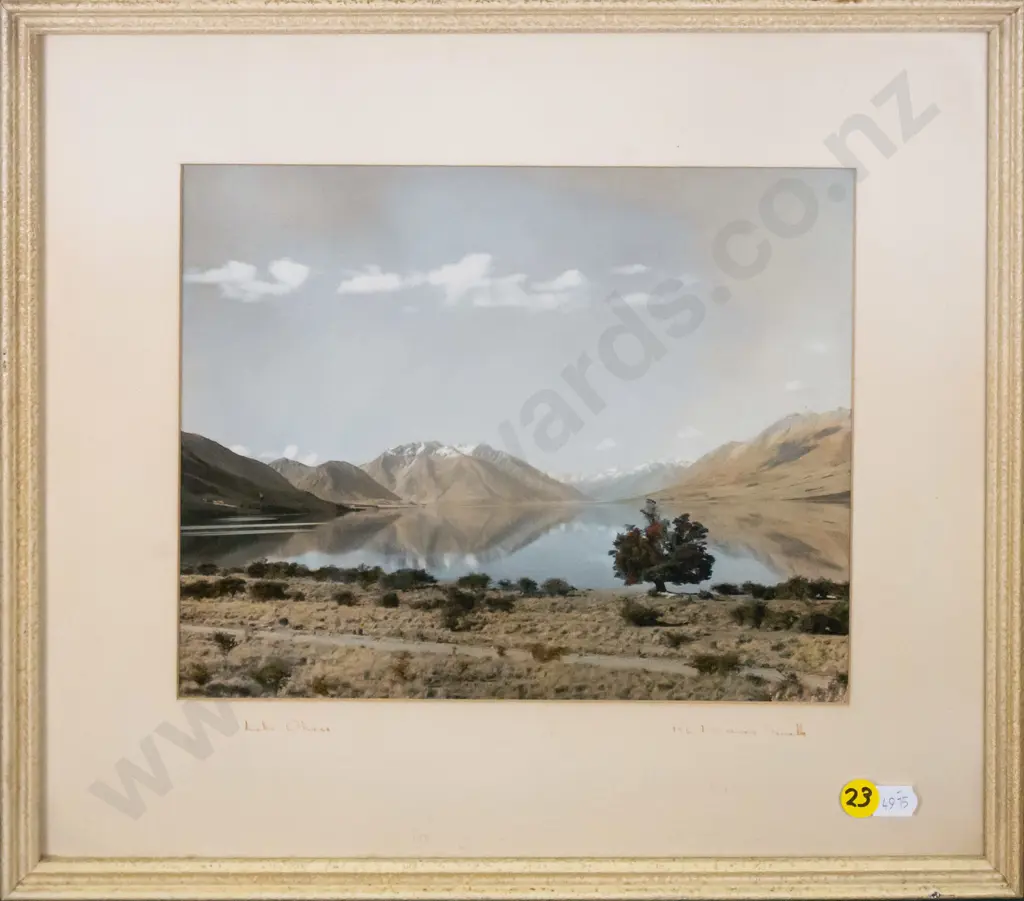 illegible signature - framed vintage photograph "Lake Ohau" H-190 W-240 Image 1++