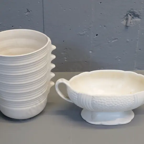 Crown Lynn / Flair Potteries cream glaze flower trough No 364, H110 L270, & an English Royal Norfolk large vase