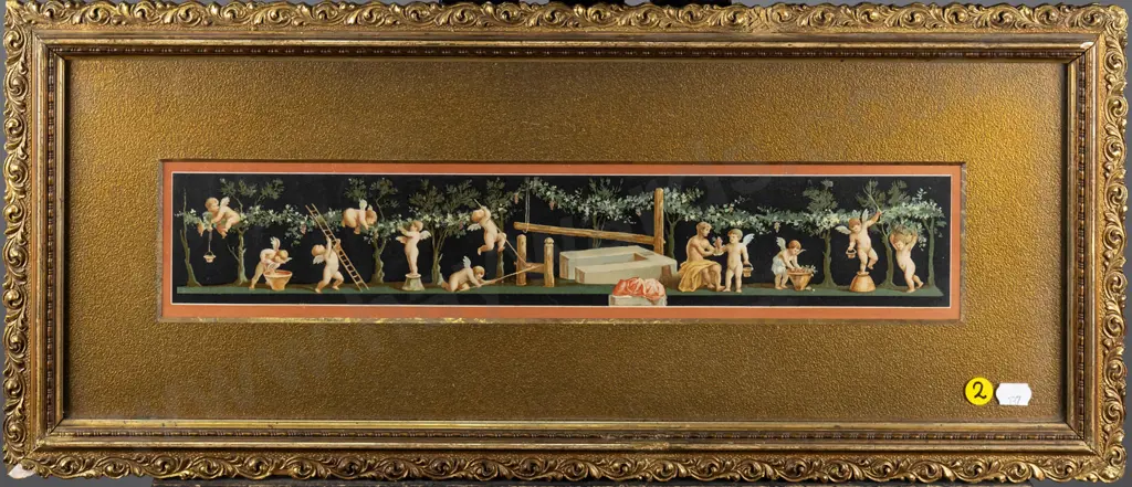 gilt framed vintage print - cherubs H-70 W-400 (slight damage to frame) Image 1++