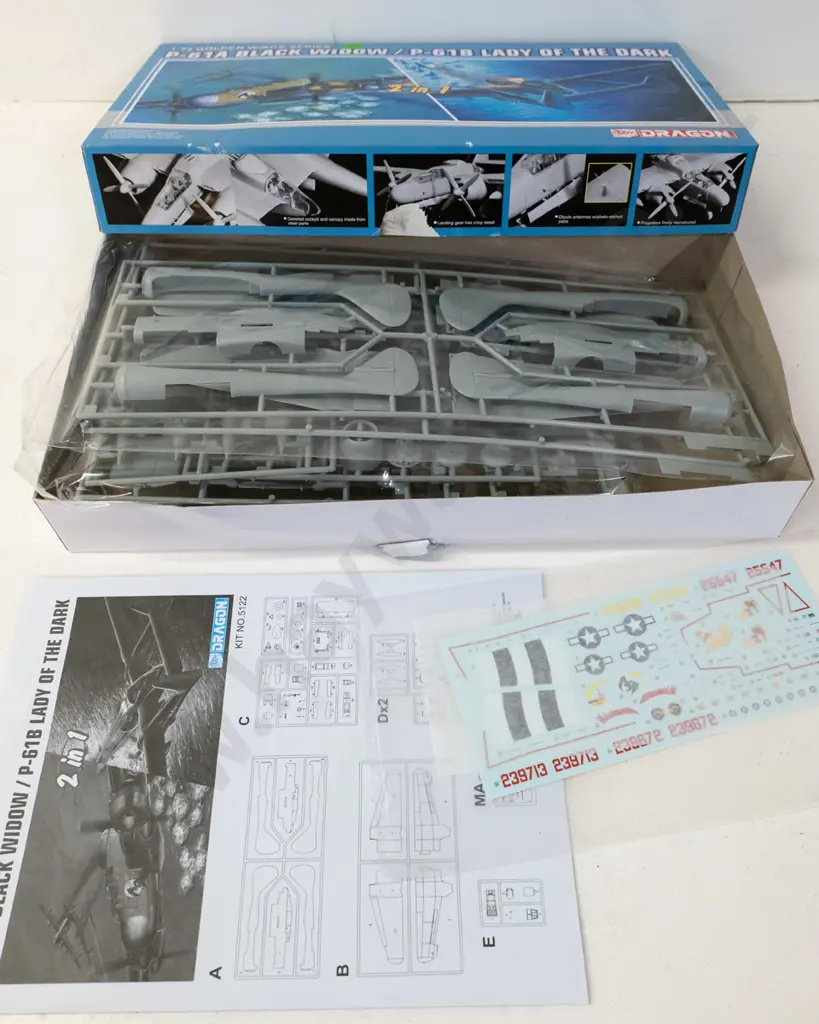Unassembled boxed plastic model kit - Dragon 2-in1 1:72 USAF P-61A Black Widow / P-61B Lady of the Dark Image 1++