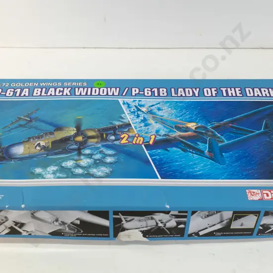 Unassembled boxed plastic model kit - Dragon 2-in1 1:72 USAF P-61A Black Widow / P-61B Lady of the Dark