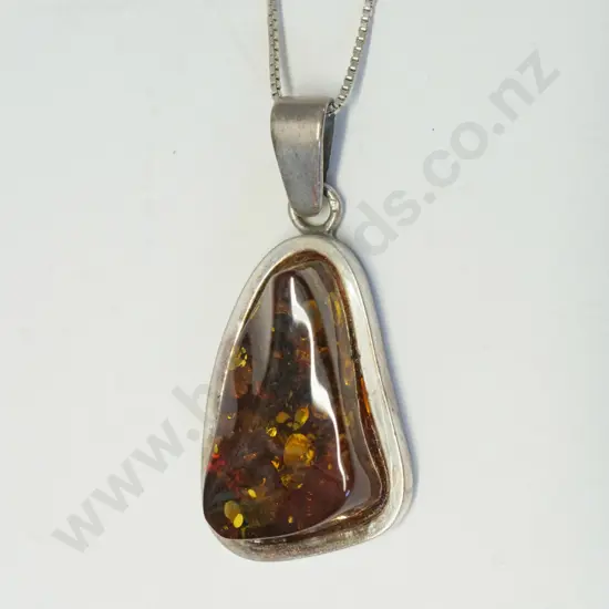 silver amber necklace stamped 925