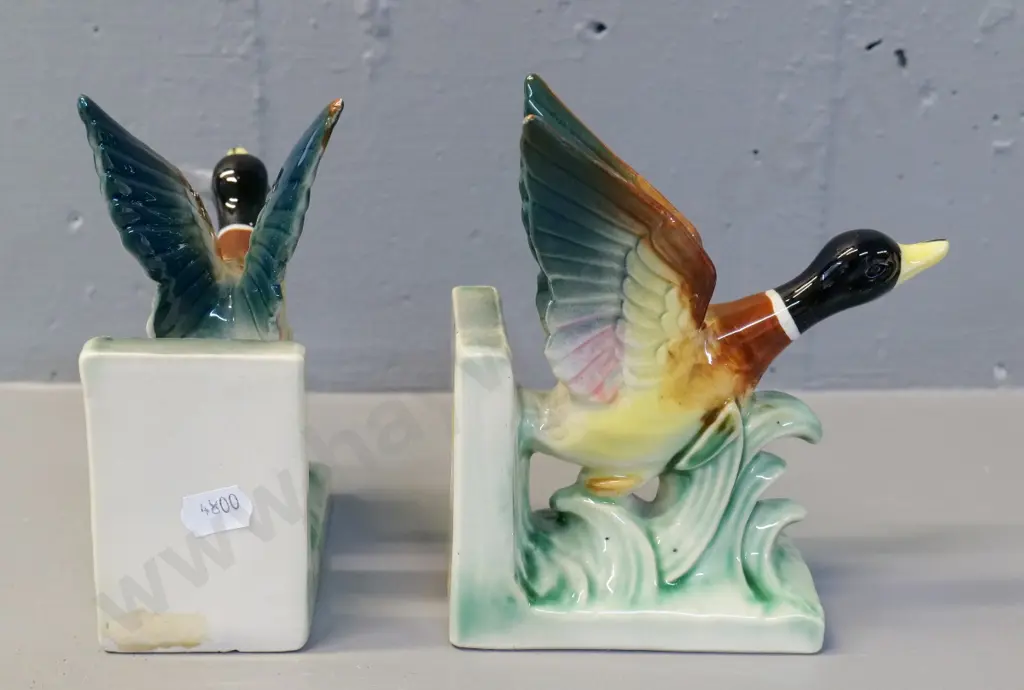 pair of ceramic book-ends - ducks taking off - no maker's marks H-140 L-140 Image 1++