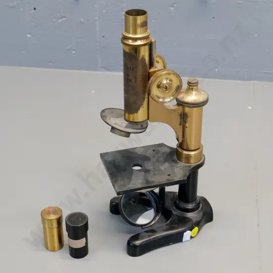 Ernst Leitz Wetzlar brass microscope - no objective eyepiece, only 2 empty cases, engraved Otago University Anatomy H300