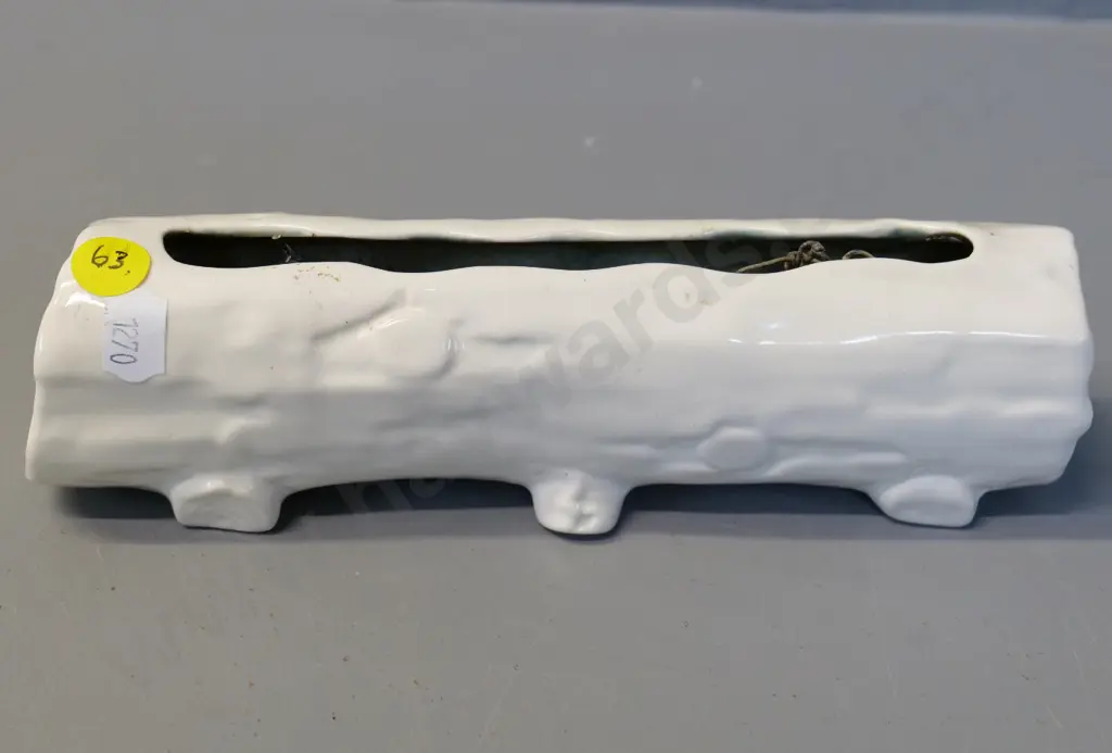 O.C. Stephens cream glaze log trough vase H-60 L-200 Image 1++