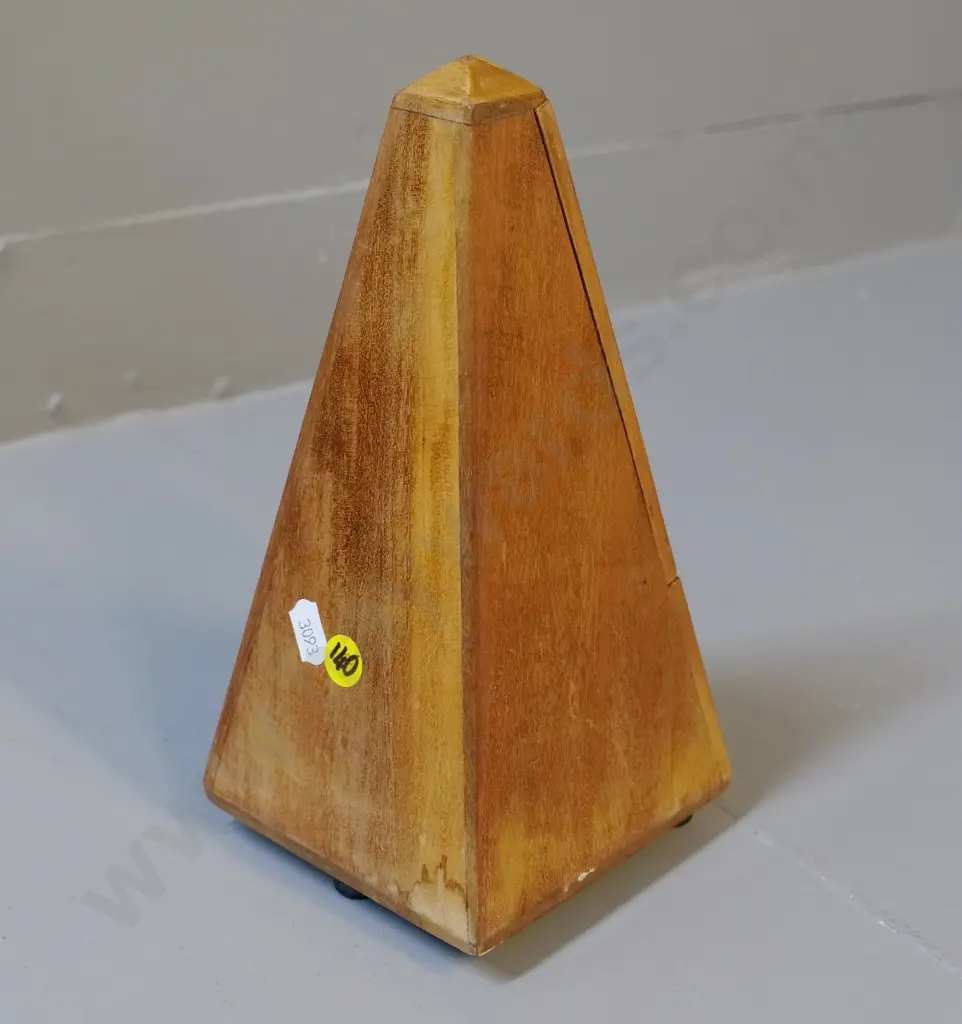 vintage wood-cased French "Parquet" metronome - a bit of staining or fading to wood H-230 Image 1++