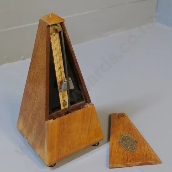 vintage wood-cased French "Parquet" metronome - a bit of staining or fading to wood H-230