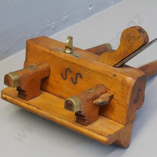 vintage timber and brass moulding plane - H180 L240