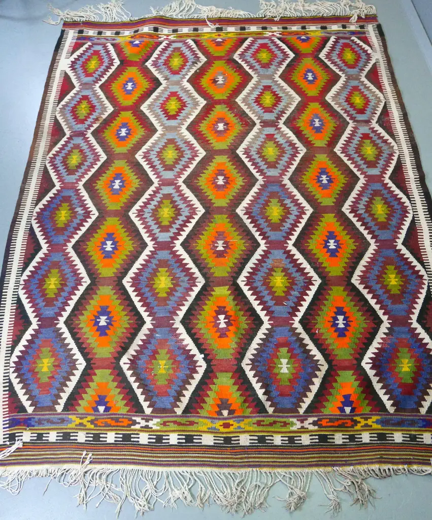 multi-colour wool kilim floor rug L2340 W1780 Image 1++