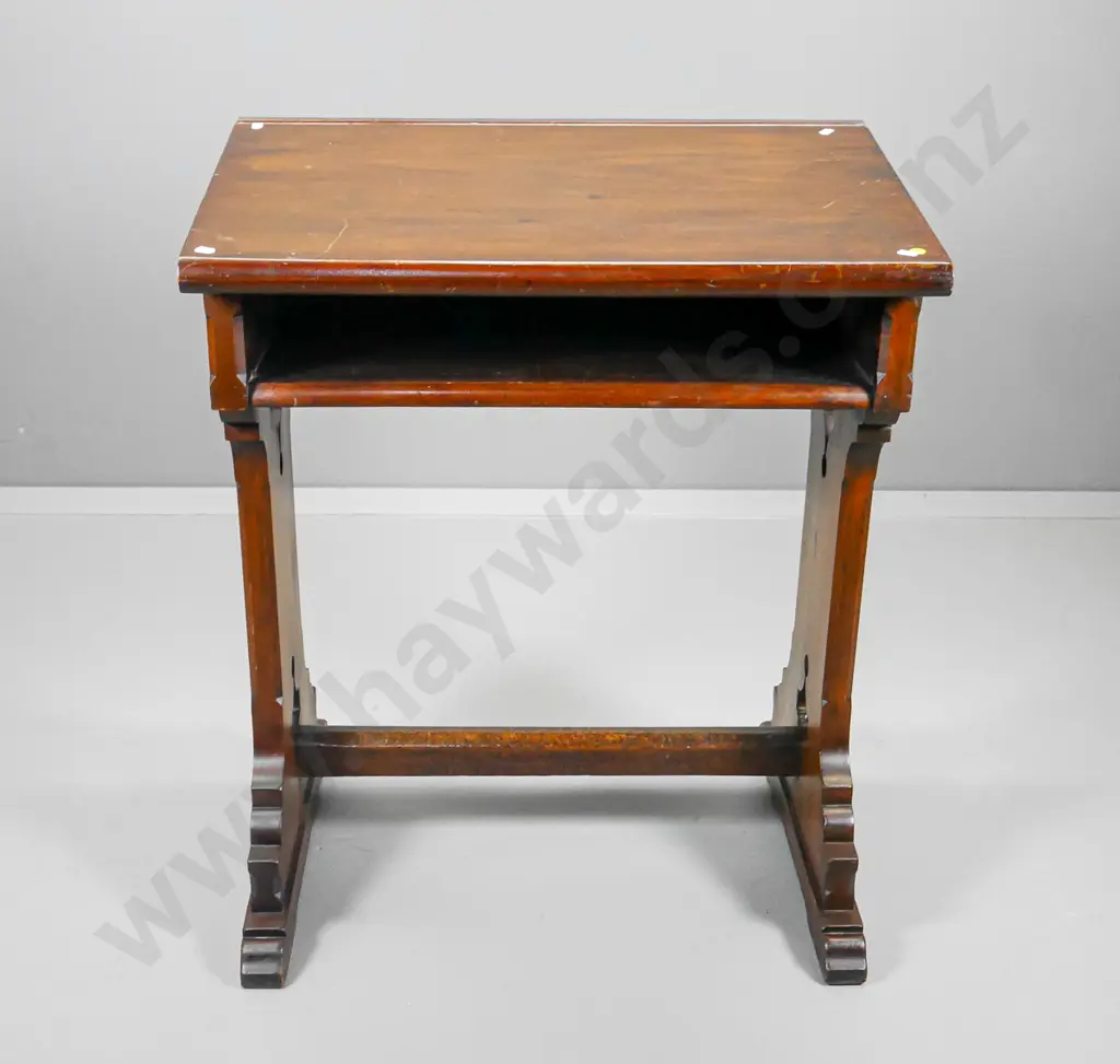 vintage kauri ecclesiastical style sloping top school desk - some wear and tear H840 W690 D440 Image 1++