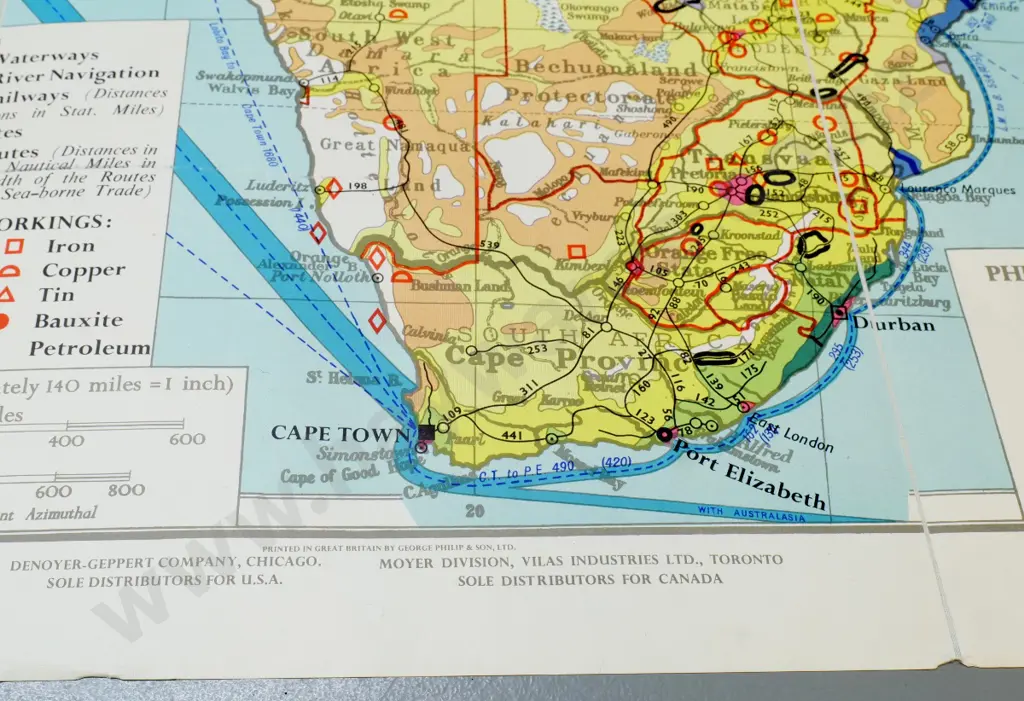 folded wall map on linen backing - African Commercial Development - London Geographical Inst. 1964. H1130 W910 Image 1++
