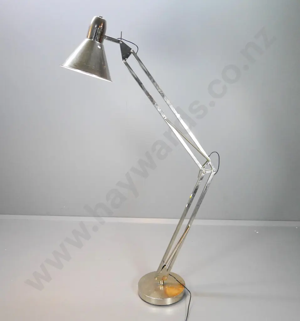 contemporary floor lamp in style of anglepoise work lamp - some discolouration of chrome finish - max height approx 1850 Image 1++