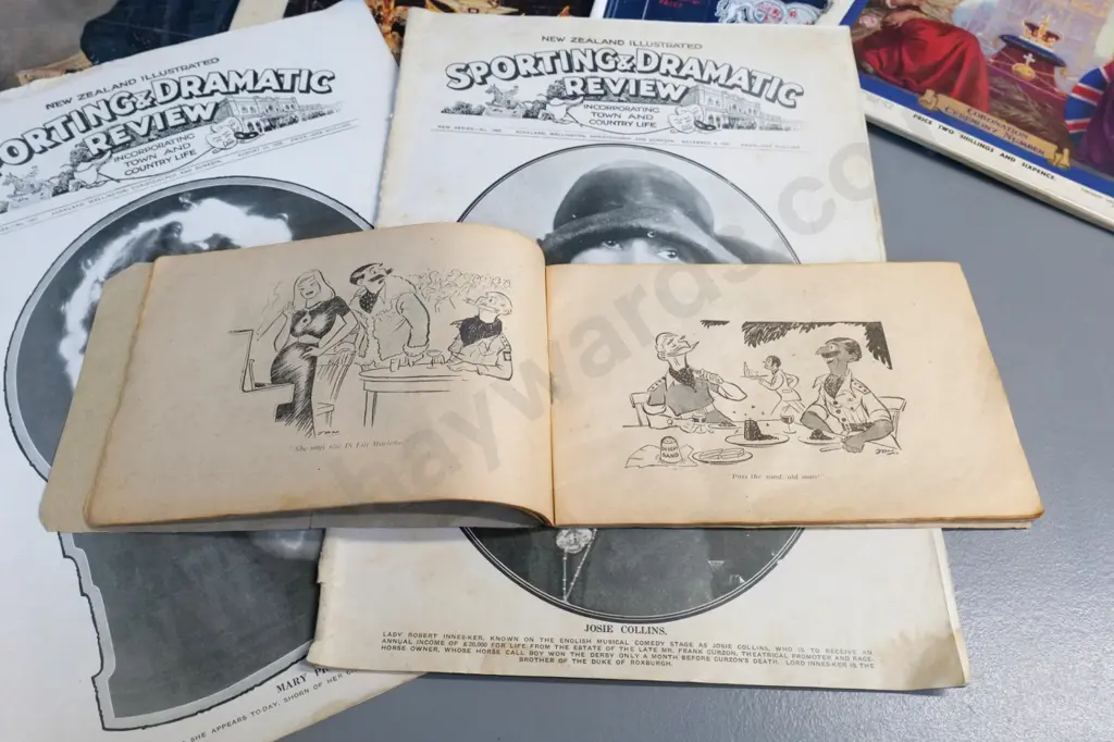 vintage publications: 1927 & 1928 New Zealand Illustrated, Two Types military cartoon, four 1936/7 Coronation editions, Image 1++