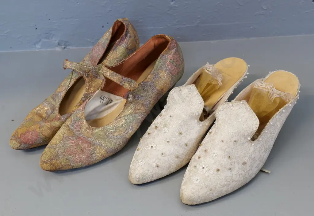 vintage costume items - 2 pairs (circa 1920s?) evening shoes Image 1++