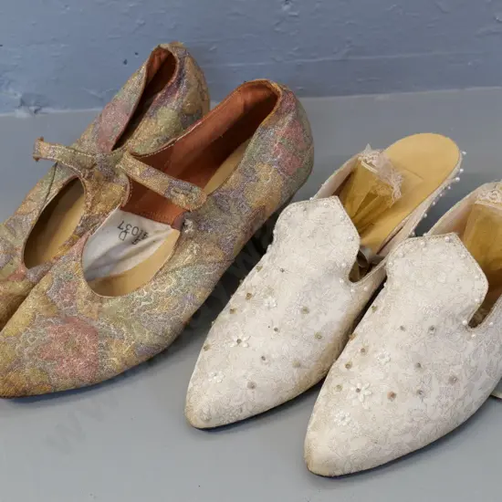 vintage costume items - 2 pairs (circa 1920s?) evening shoes