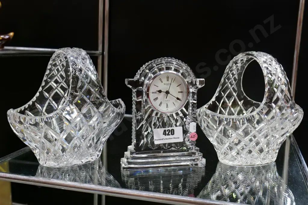 cut crystal items - 2 baskets H-200 and a bedroom clock Image 1++