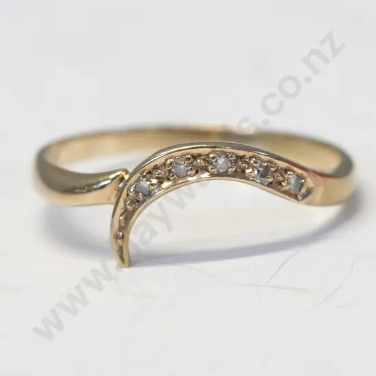 9ct diamond half moon ring - stamped