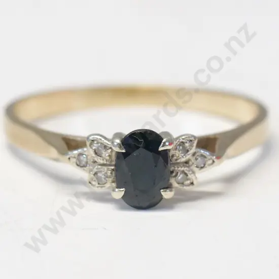 9ct sapphire & diamond ring
