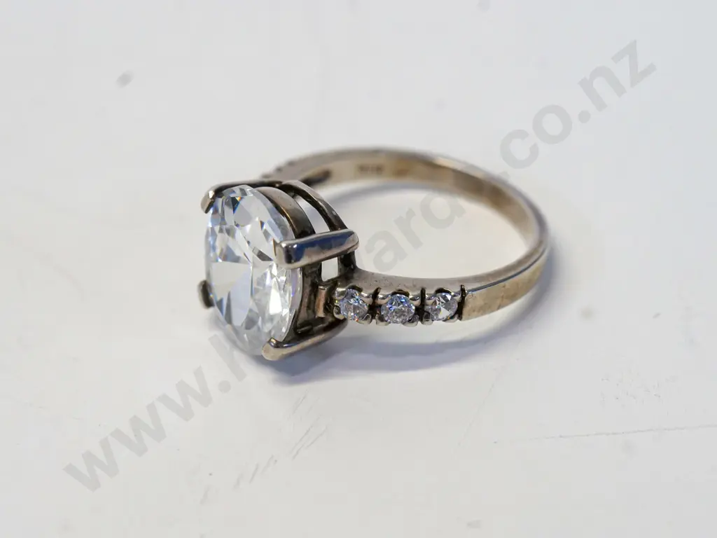 cz dress ring stamped sil Image 1++
