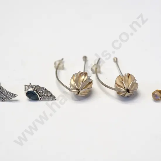 pair of sapphire earrings & 2 other pairs