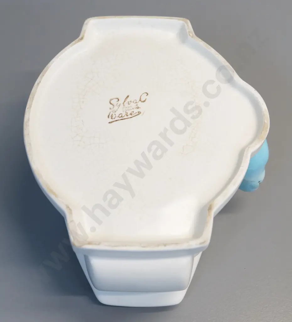 Sylvac budgie flower trough vase - some crazing & hairline faults on rim H120 W250 Image 1++
