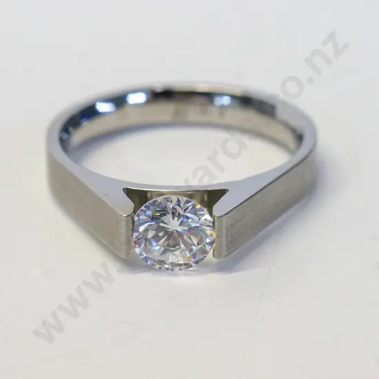 silver cz dress ring no mark
