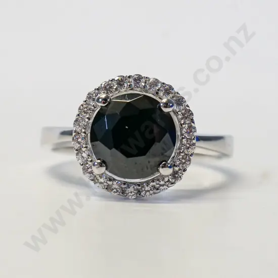 silver dress ring with cz & stone? stamped 925